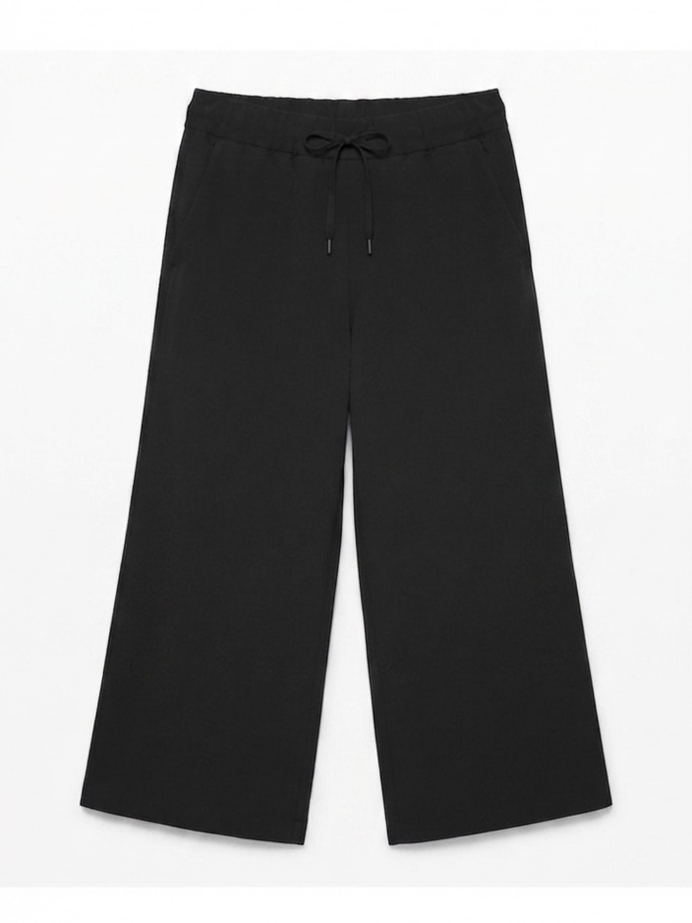 Lululemon High Waist Black Athletic Cropped Pants Wide Leg Reflective Logo